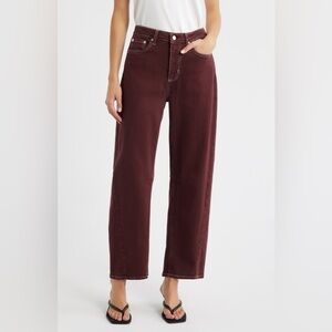 Rails Samo Barrel Leg Jeans in the color Chocolate Contrast Stitch.